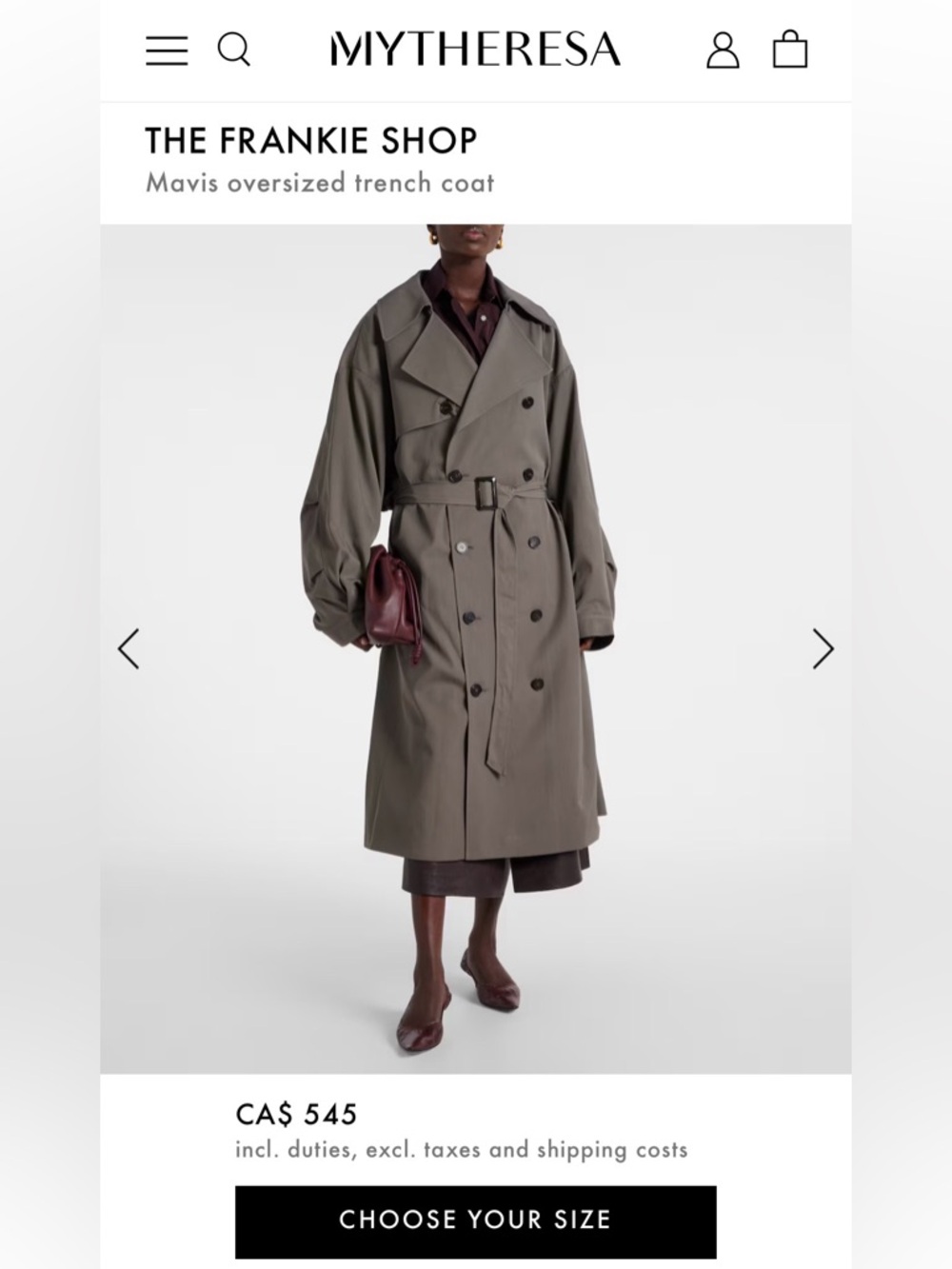 THE FRANKIE SHOP • Mavis Oversized Grey Trench Coat - Picture 12 of 16